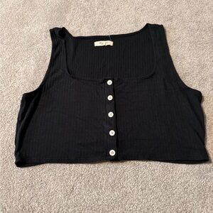 Black Button-Up Crop Top